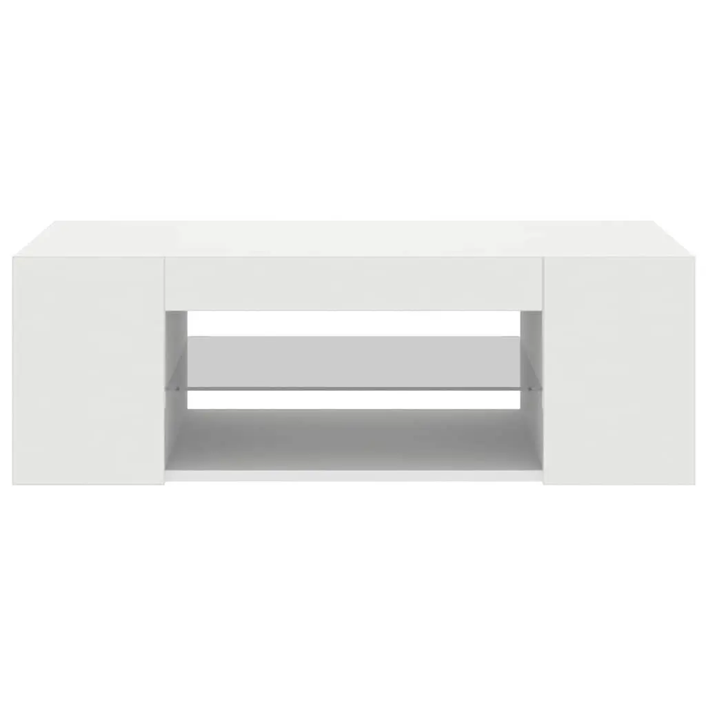 TV Cabinet Modern RGB LED Lights White Media Storage Unit 90 x 39 x 30 cm