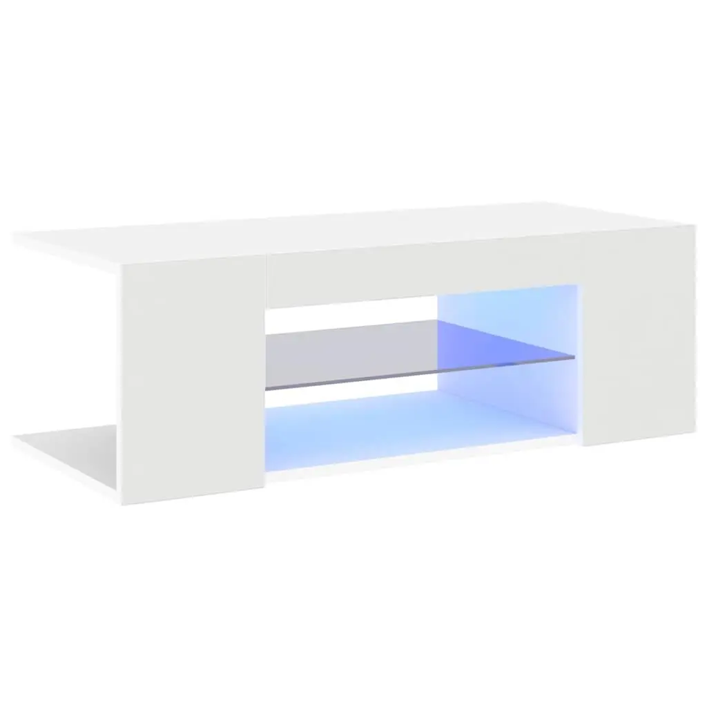 TV Cabinet Modern RGB LED Lights White Media Storage Unit 90 x 39 x 30 cm