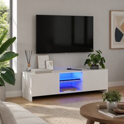 Practical White TV Cabinet for Living Room or Bedroom