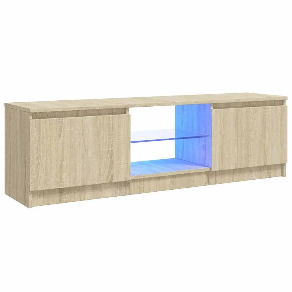 TV Cabinet with RGB LED Lights Storage Unit Media Entertainment Brown