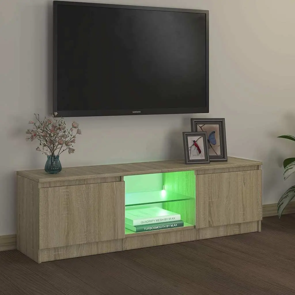 TV Cabinet with RGB LED Lights Storage Unit Media Entertainment Brown