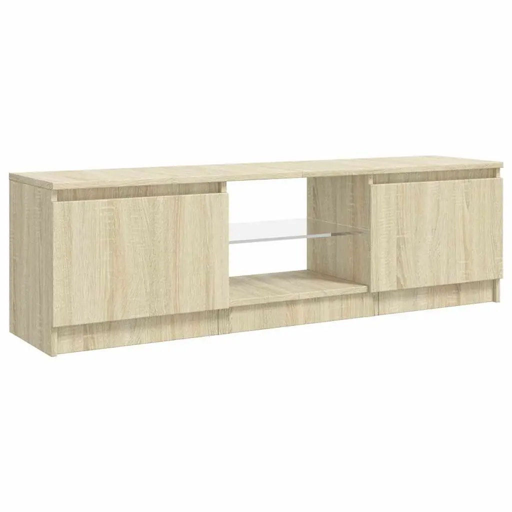 TV Cabinet with RGB LED Lights Storage Unit Media Entertainment Brown