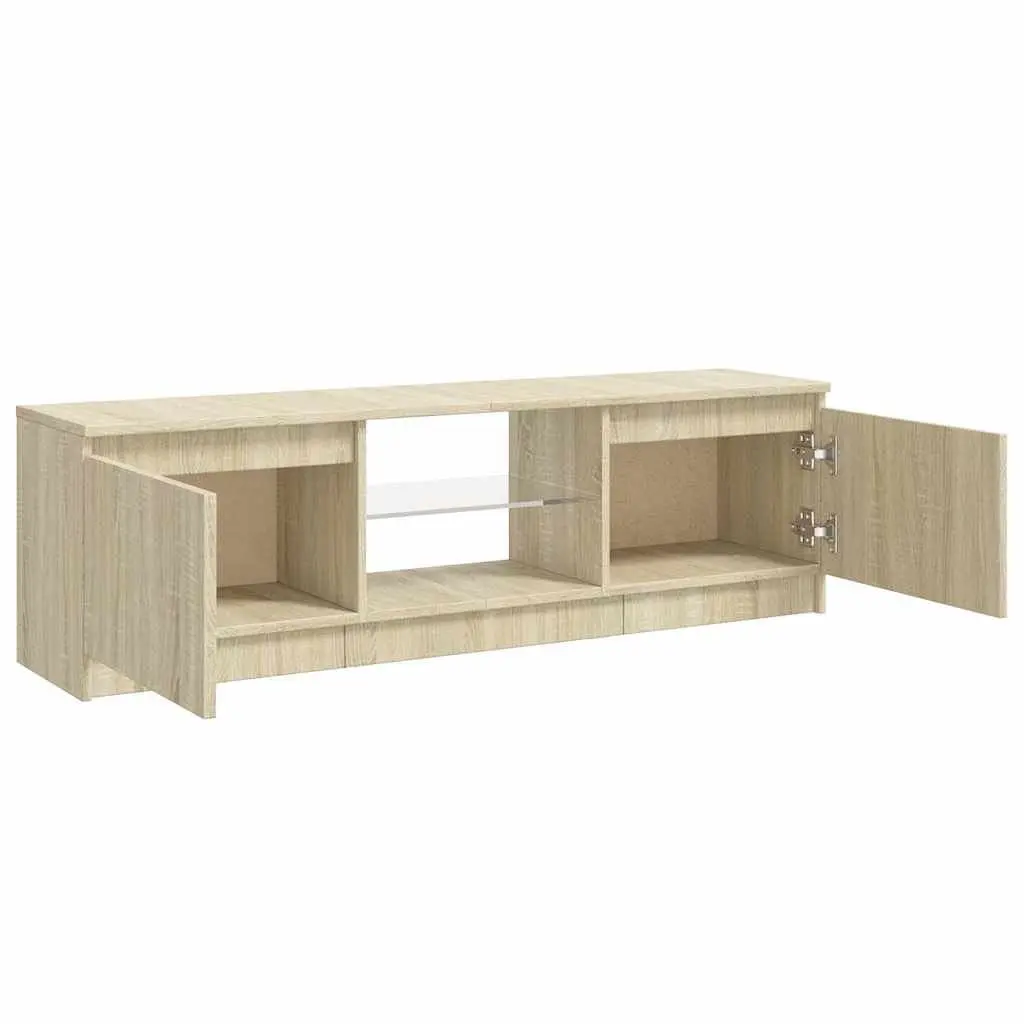 TV Cabinet with RGB LED Lights Storage Unit Media Entertainment Brown