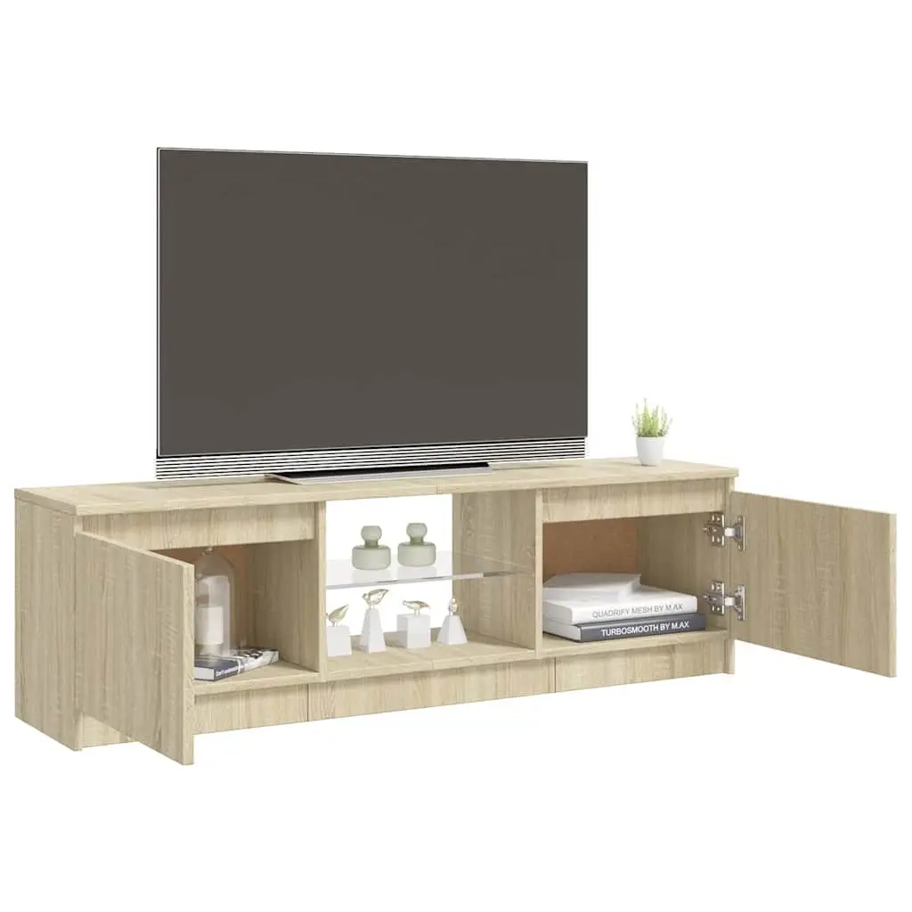 TV Cabinet with RGB LED Lights Storage Unit Media Entertainment Brown