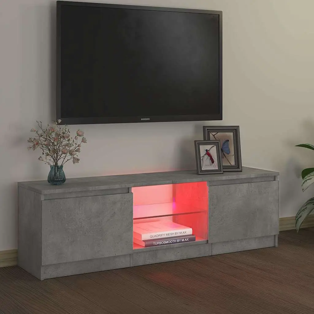 TV Cabinet with LED Lights Grey Modern Storage Unit Living Room Furniture