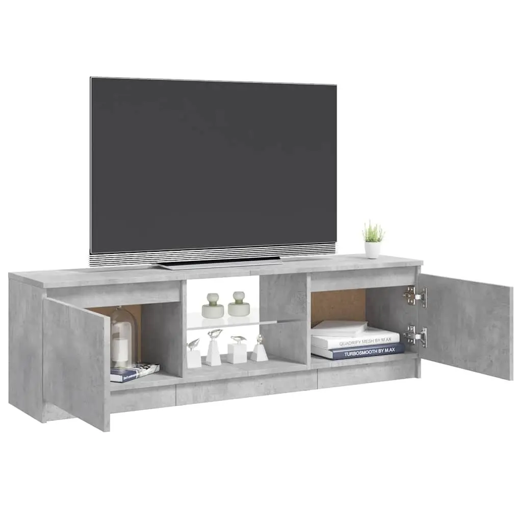TV Cabinet with LED Lights Grey Modern Storage Unit Living Room Furniture