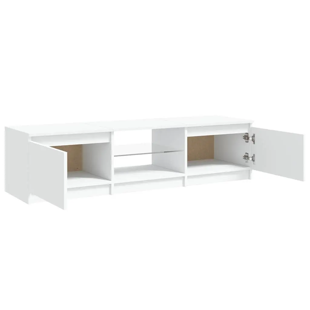 White TV Cabinet with LED Lights Living Room Storage 140x40x36cm Modern Design
