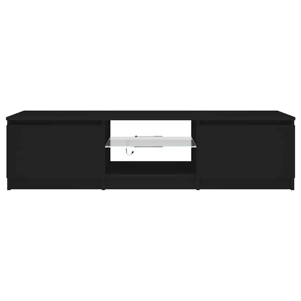 TV Cabinet with RGB LED Lights Black Entertainment Unit Storage Organiser
