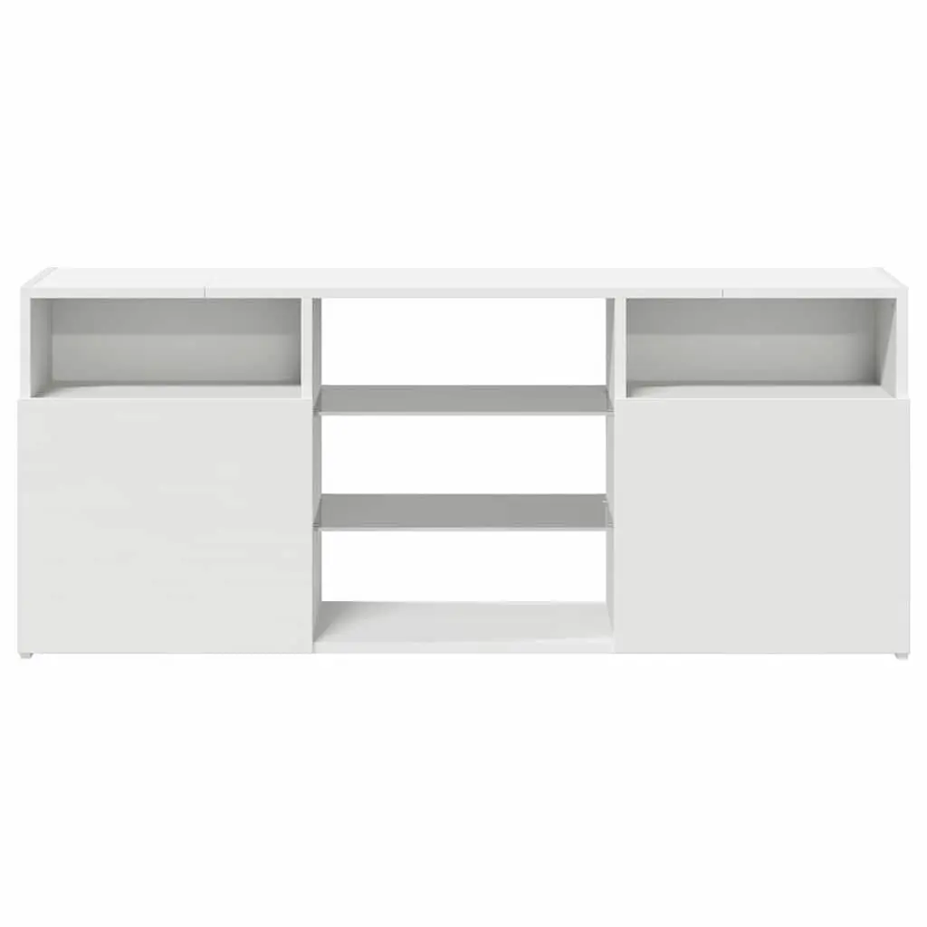 TV Cabinet with LED Lights White Living Room Media Storage Unit 120x30x50cm