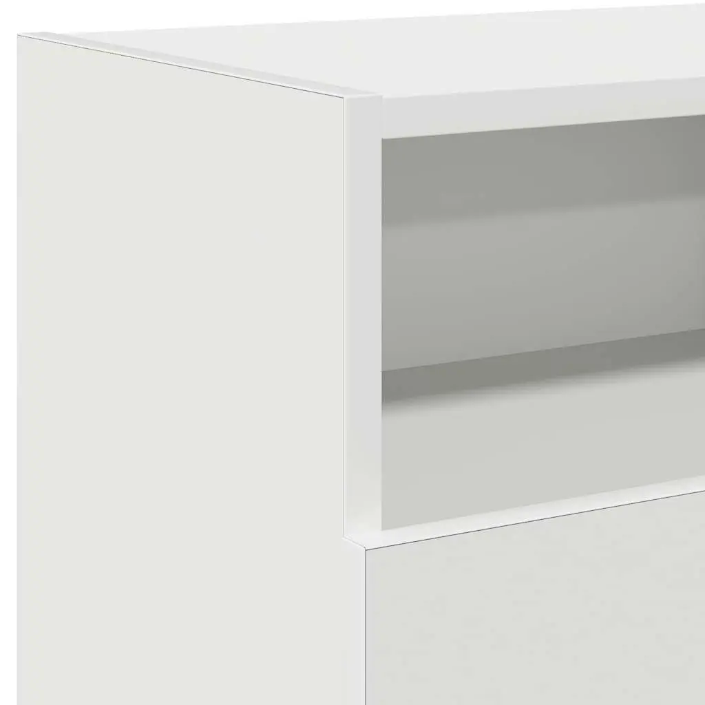 TV Cabinet with LED Lights White Living Room Media Storage Unit 120x30x50cm