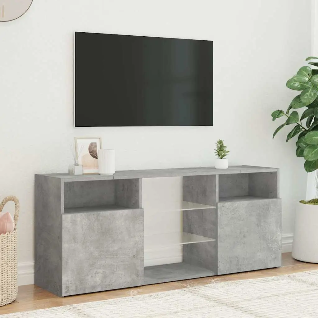 TV Cabinet with RGB LED Lights Grey Media Storage Unit Entertainment Stand
