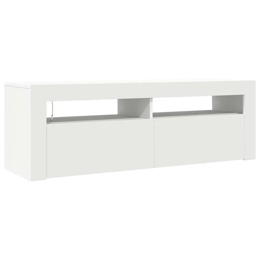 TV Stand Unit White Storage Cabinet RGB LED Lights 120x35x40cm