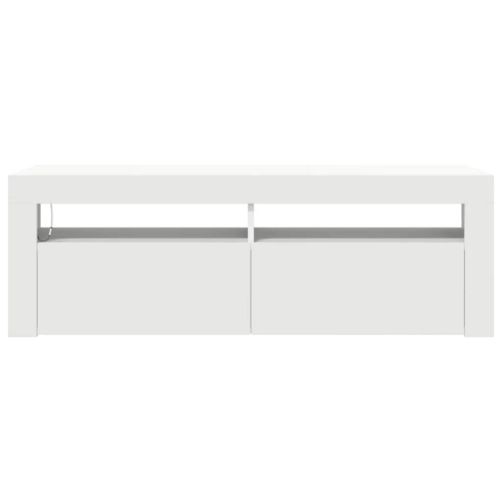 TV Stand Unit White Storage Cabinet RGB LED Lights 120x35x40cm