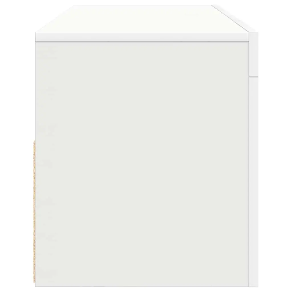 TV Stand Unit White Storage Cabinet RGB LED Lights 120x35x40cm