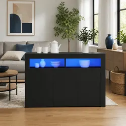 Functional Black Sideboard with RGB Lighting for Every Room