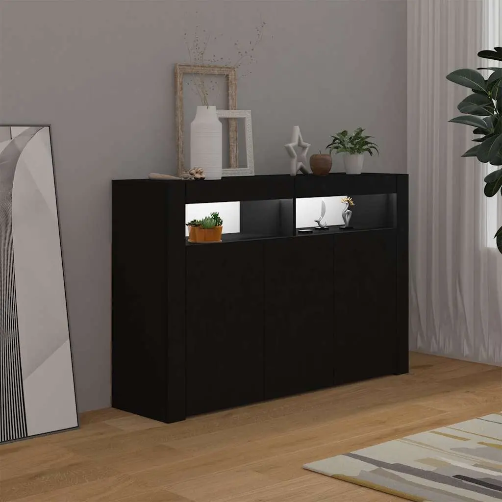 Sideboard with RGB LED Lights Storage Cabinet Black 115.5x30x75 cm