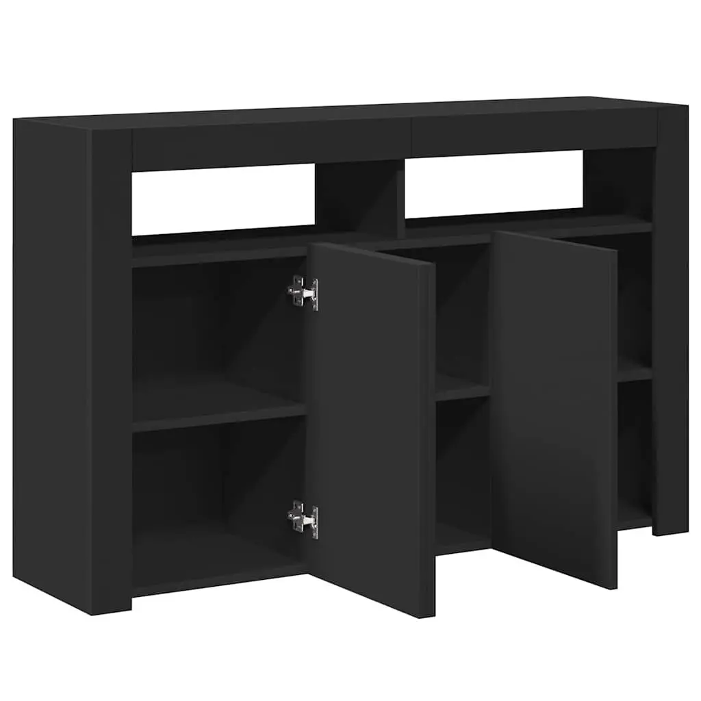 Sideboard with RGB LED Lights Storage Cabinet Black 115.5x30x75 cm