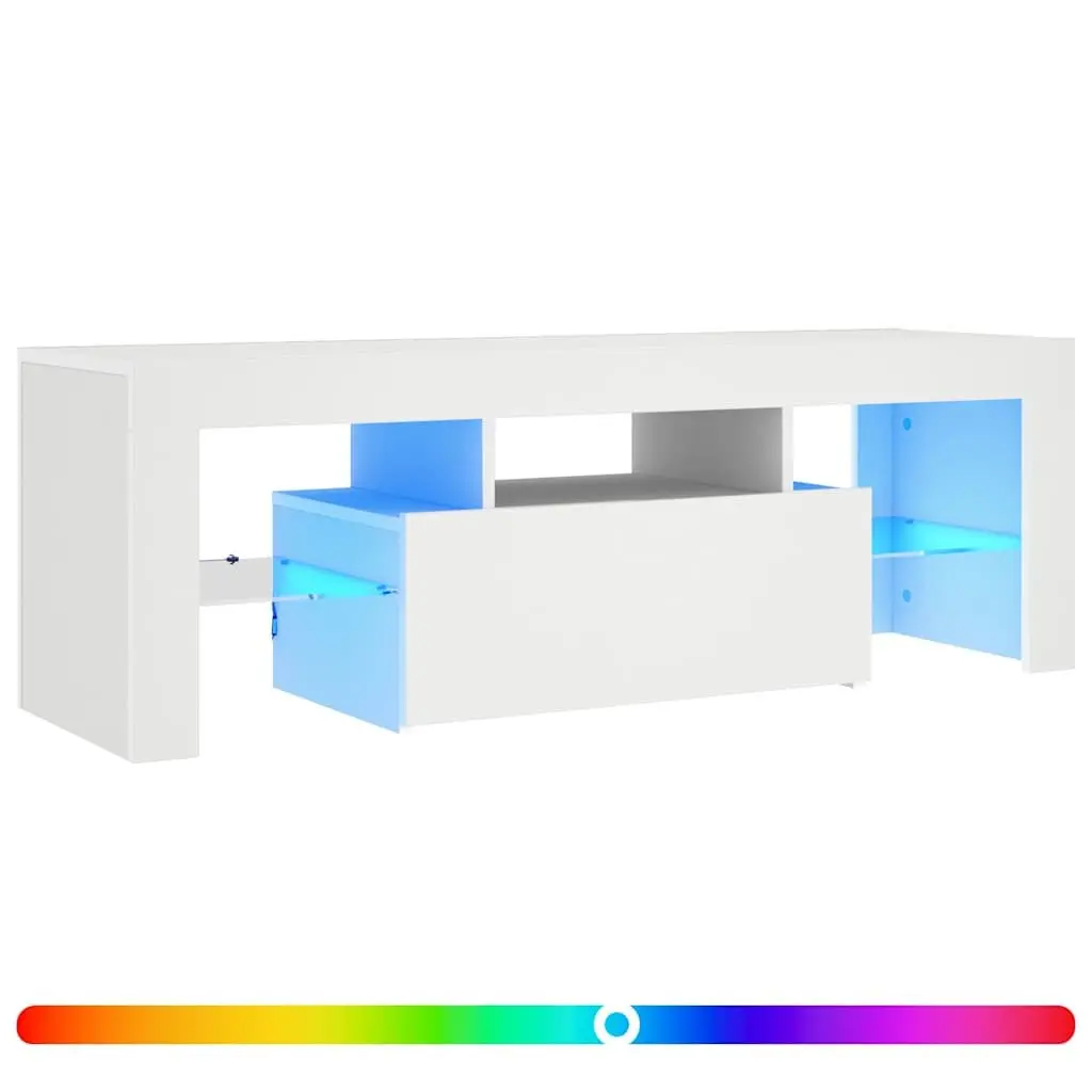TV Cabinet Modern White RGB LED Lights Storage Unit 120 x 35 x 40 cm