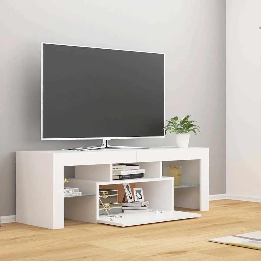 TV Cabinet Modern White RGB LED Lights Storage Unit 120 x 35 x 40 cm