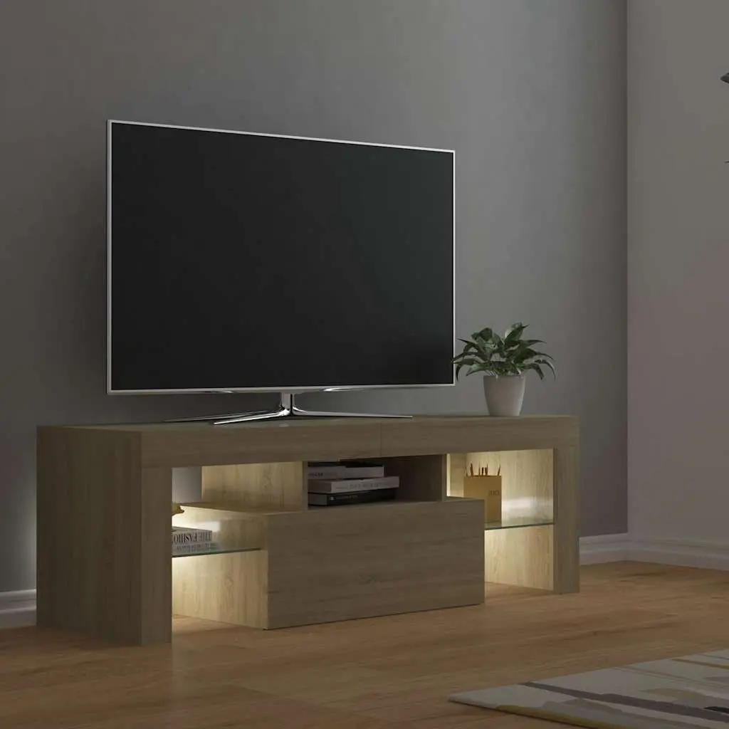 TV Stand Engineered Wood Sonoma Oak RGB LED Lighting 120x35x40cm Media Storage