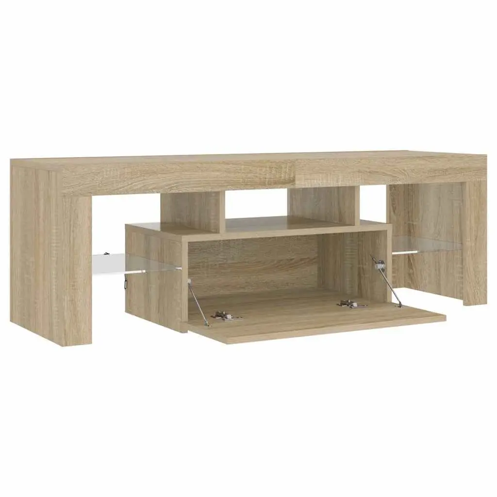 TV Stand Engineered Wood Sonoma Oak RGB LED Lighting 120x35x40cm Media Storage