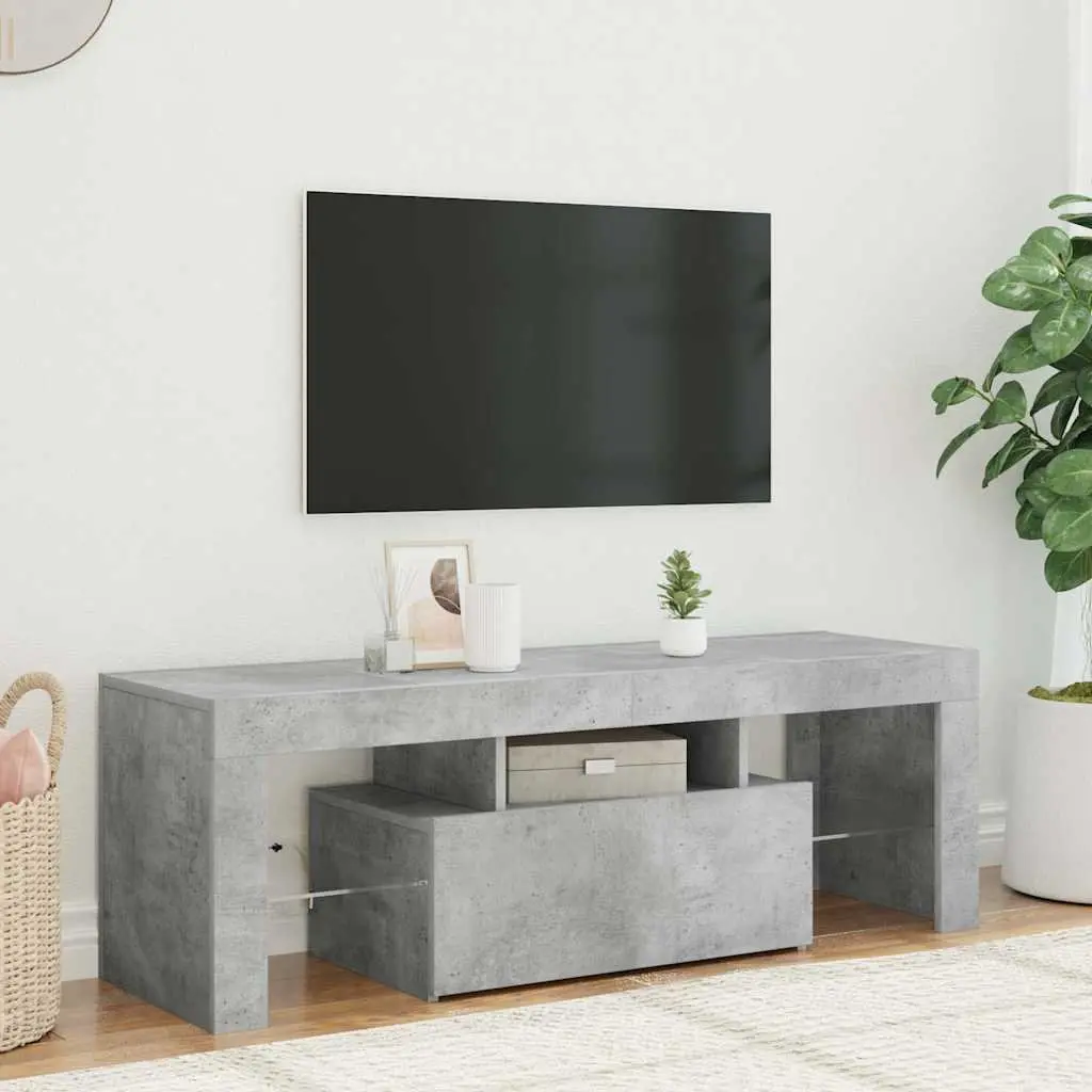 Grey Media Storage TV Cabinet with LED Lighting 120L x 35W x 40H cm