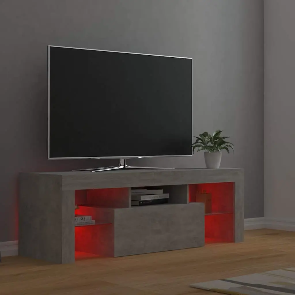 Grey Media Storage TV Cabinet with LED Lighting 120L x 35W x 40H cm