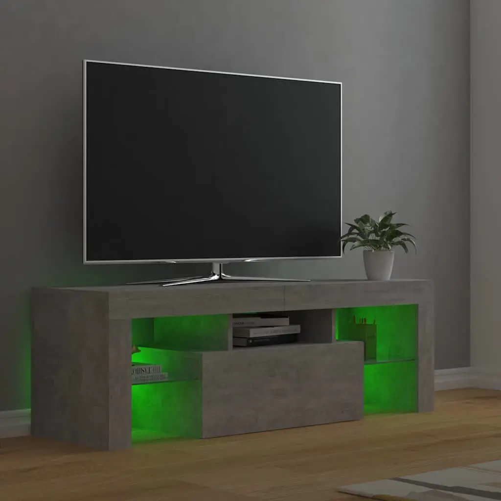 Grey Media Storage TV Cabinet with LED Lighting 120L x 35W x 40H cm
