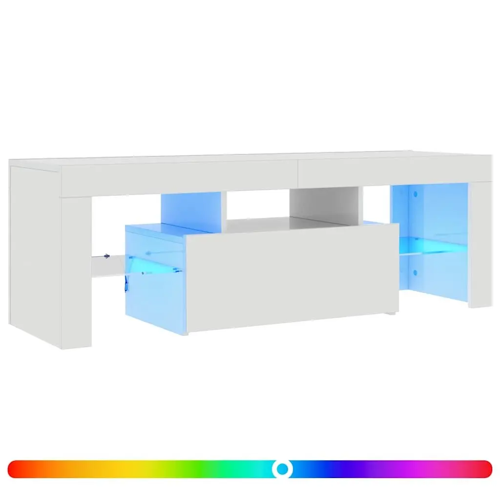 TV Cabinet High Gloss White RGB LED Lights Modern Media Stand Storage Unit 120 x 35 x 40 cm