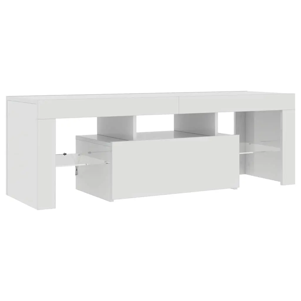 TV Cabinet High Gloss White RGB LED Lights Modern Media Stand Storage Unit 120 x 35 x 40 cm