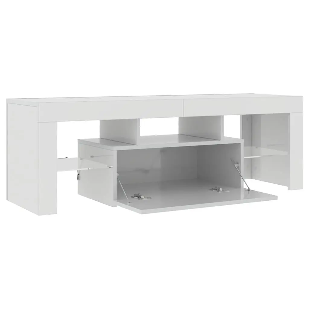 TV Cabinet High Gloss White RGB LED Lights Modern Media Stand Storage Unit 120 x 35 x 40 cm