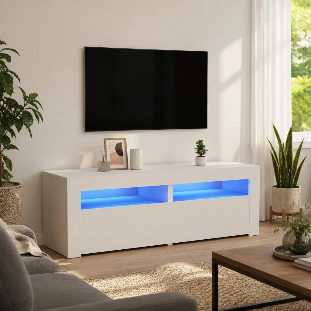 TV Storage Unit with RGB LED Lights for Home Use