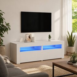 Functional TV Storage Unit with RGB LED Lights for Home Use