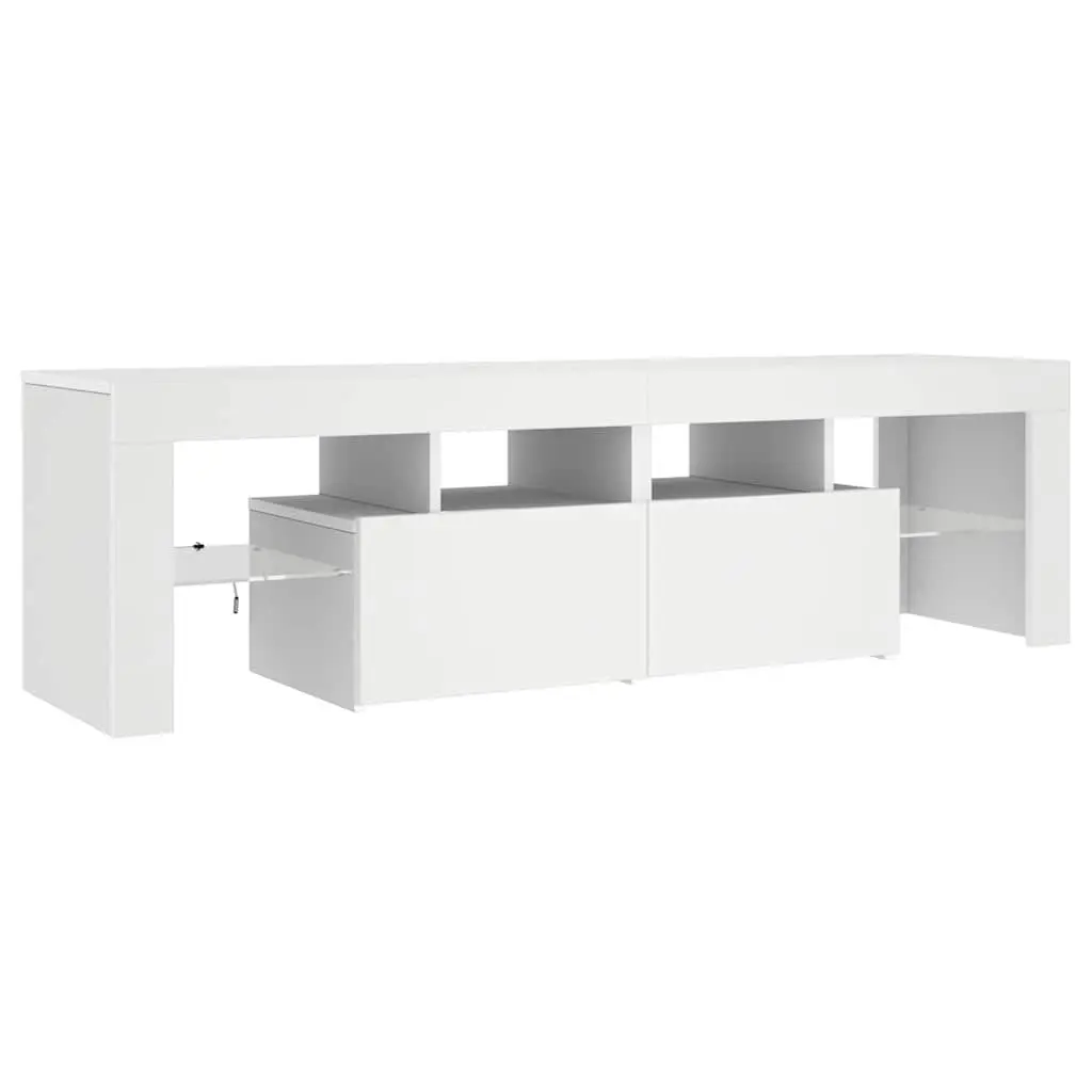 TV Cabinet with RGB LED Lights Modern Media Stand Storage Unit White 140cm