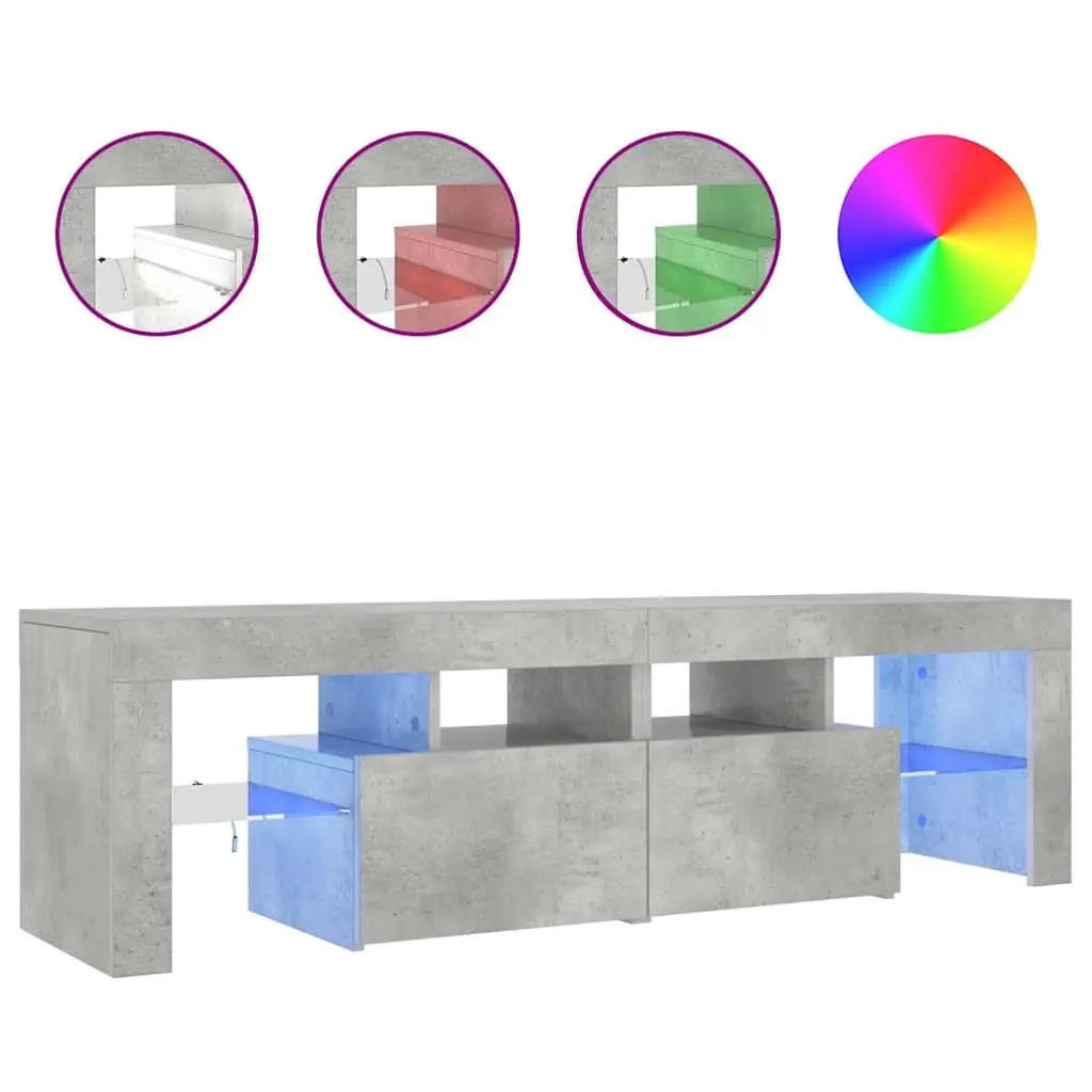 TV Cabinet Engineered Wood Concrete Grey 140x36.5x40cm with RGB LED Lights