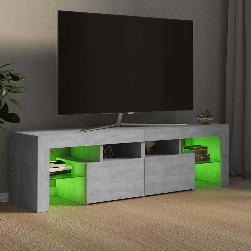 TV Cabinet Engineered Wood Concrete Grey 140x36.5x40cm with RGB LED Lights