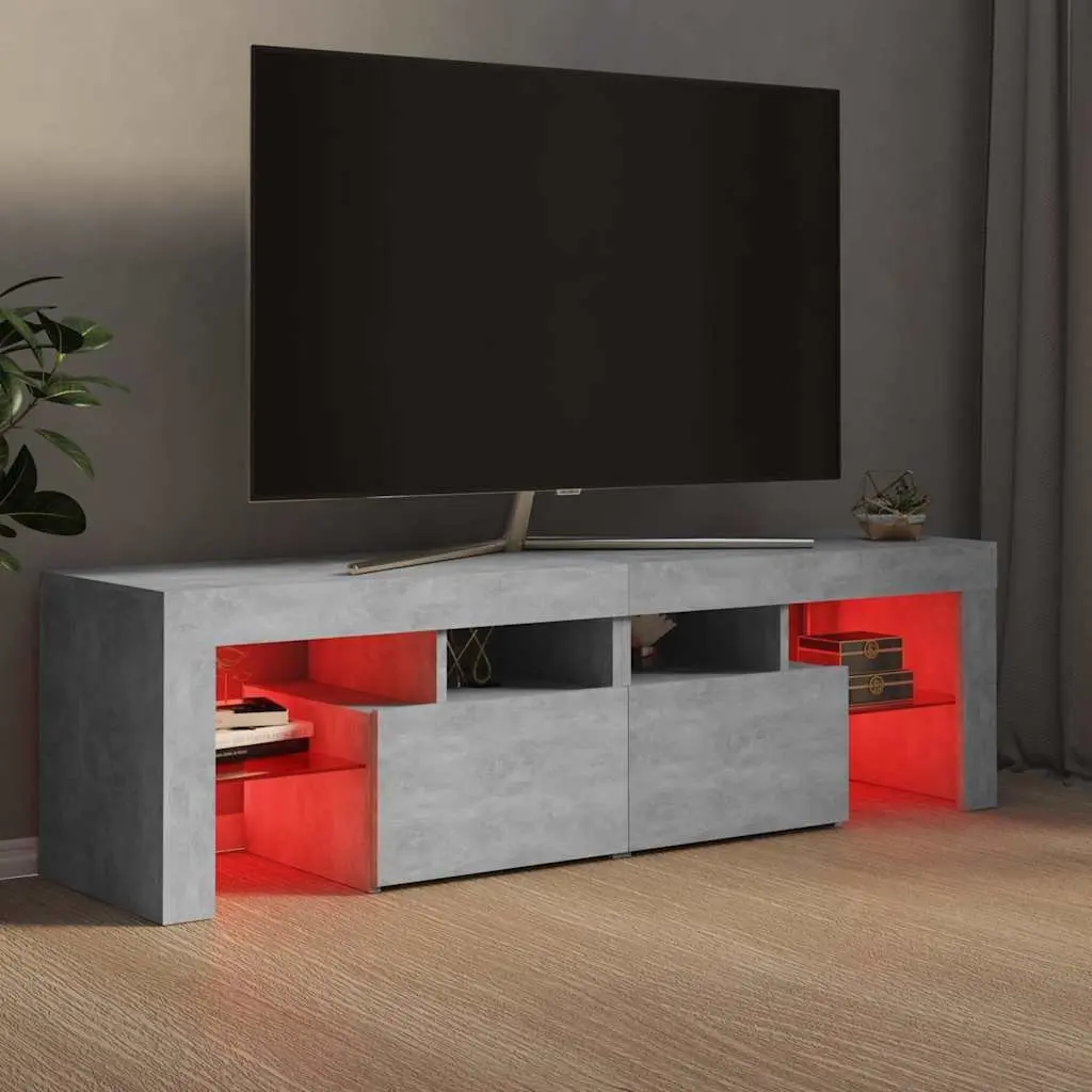 TV Cabinet Engineered Wood Concrete Grey 140x36.5x40cm with RGB LED Lights
