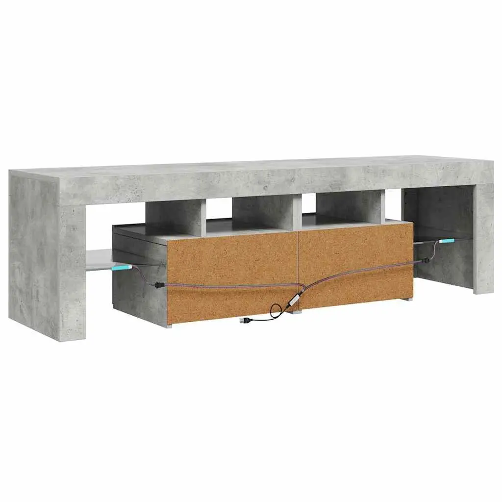 TV Cabinet Engineered Wood Concrete Grey 140x36.5x40cm with RGB LED Lights