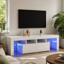 Functional TV Cabinet with Storage and LED Lighting