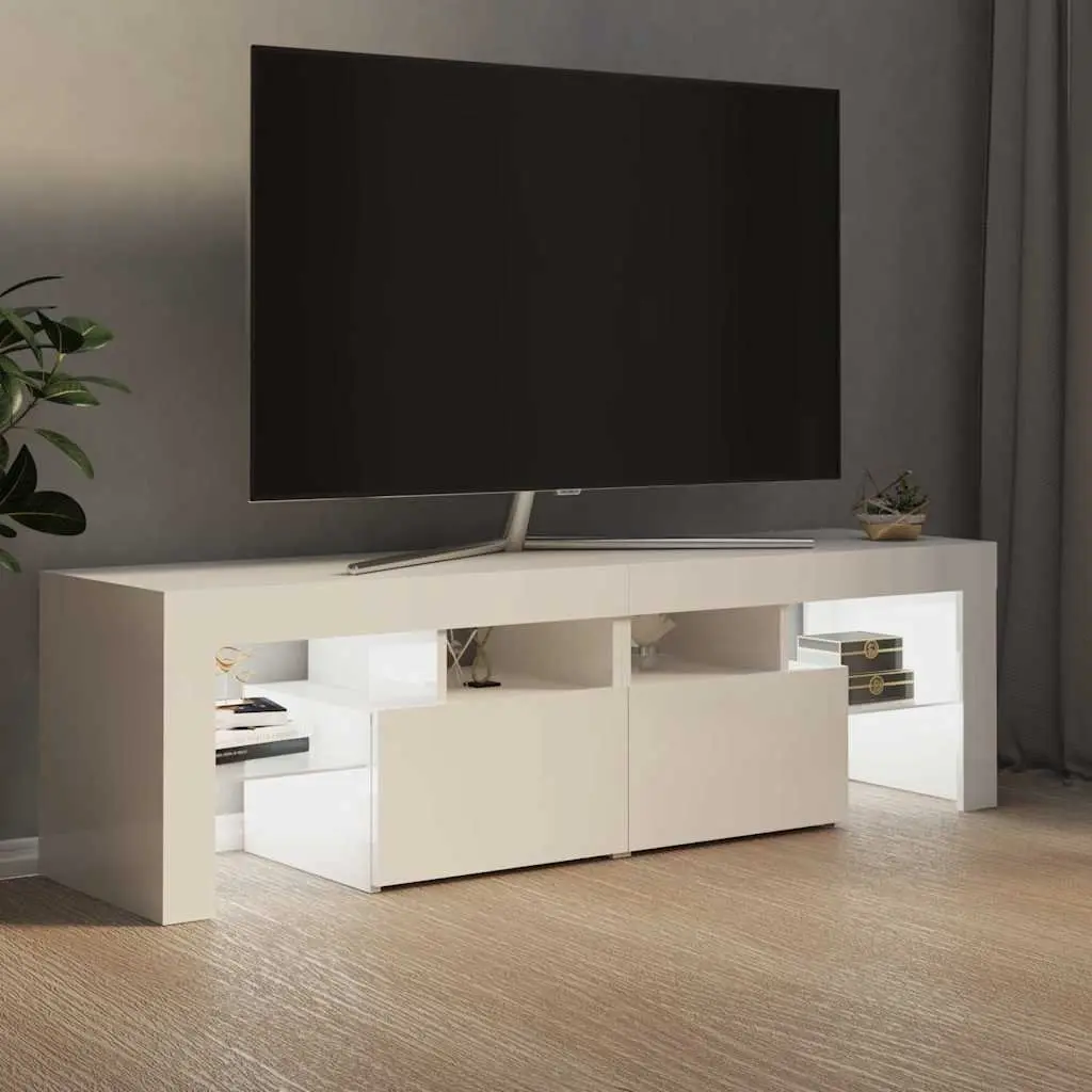 TV Cabinet with Storage and LED Lighting