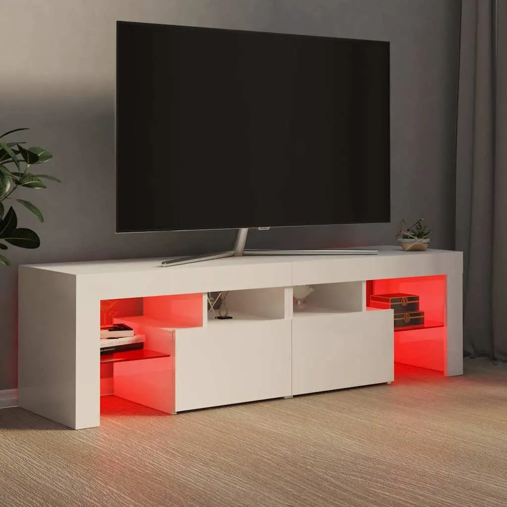 TV Cabinet with Storage and LED Lighting