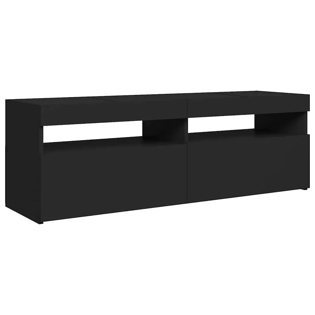 RGB LED Media Stand TV Cabinet Black Entertainment Unit 120x35x40cm