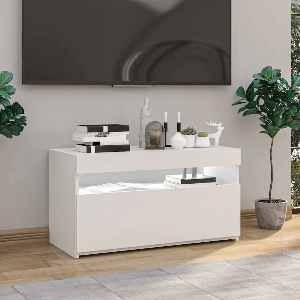 White LED TV Cabinet for Home Use