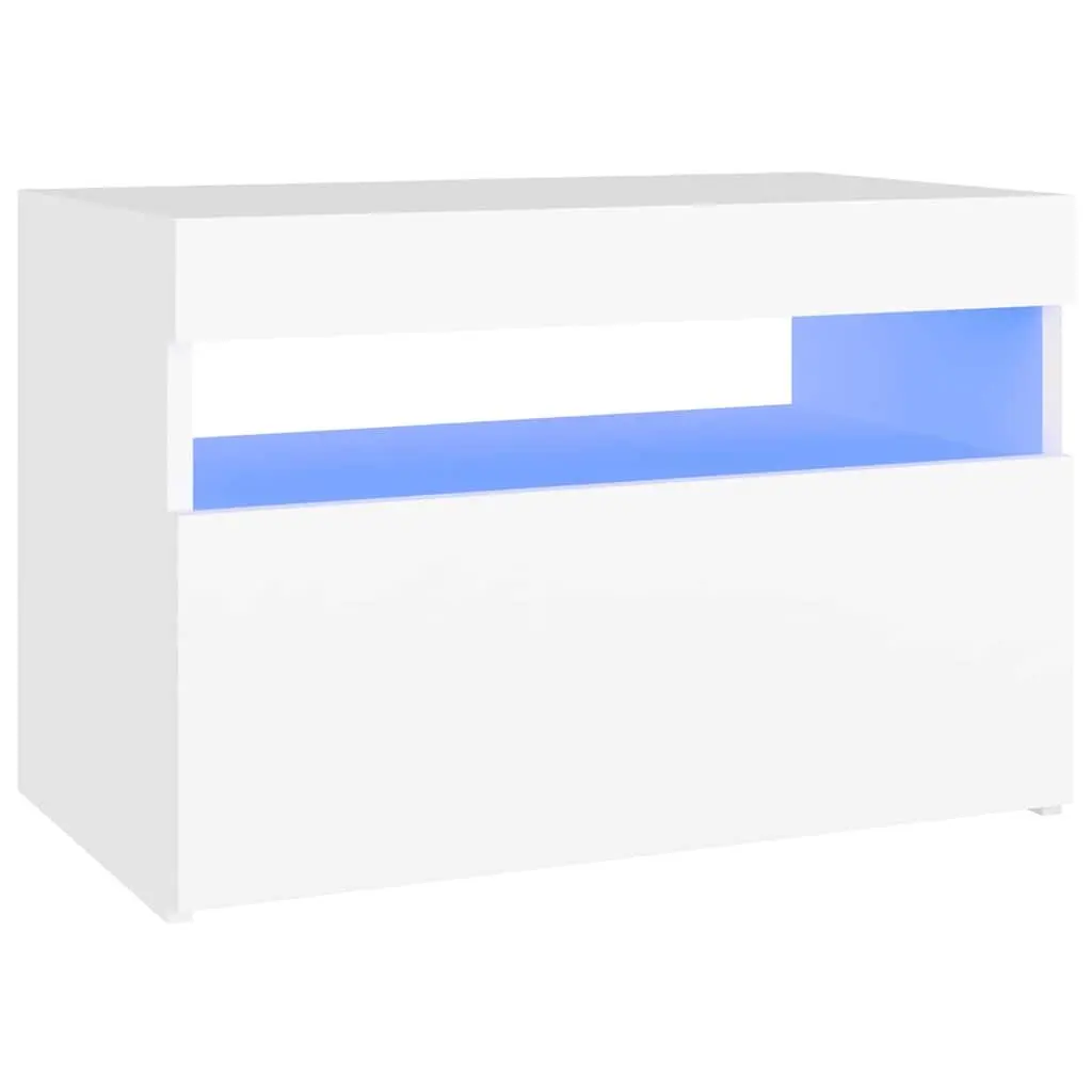 TV Cabinet RGB LED Lights Modern Entertainment Unit White 60 x 35 x 40 cm