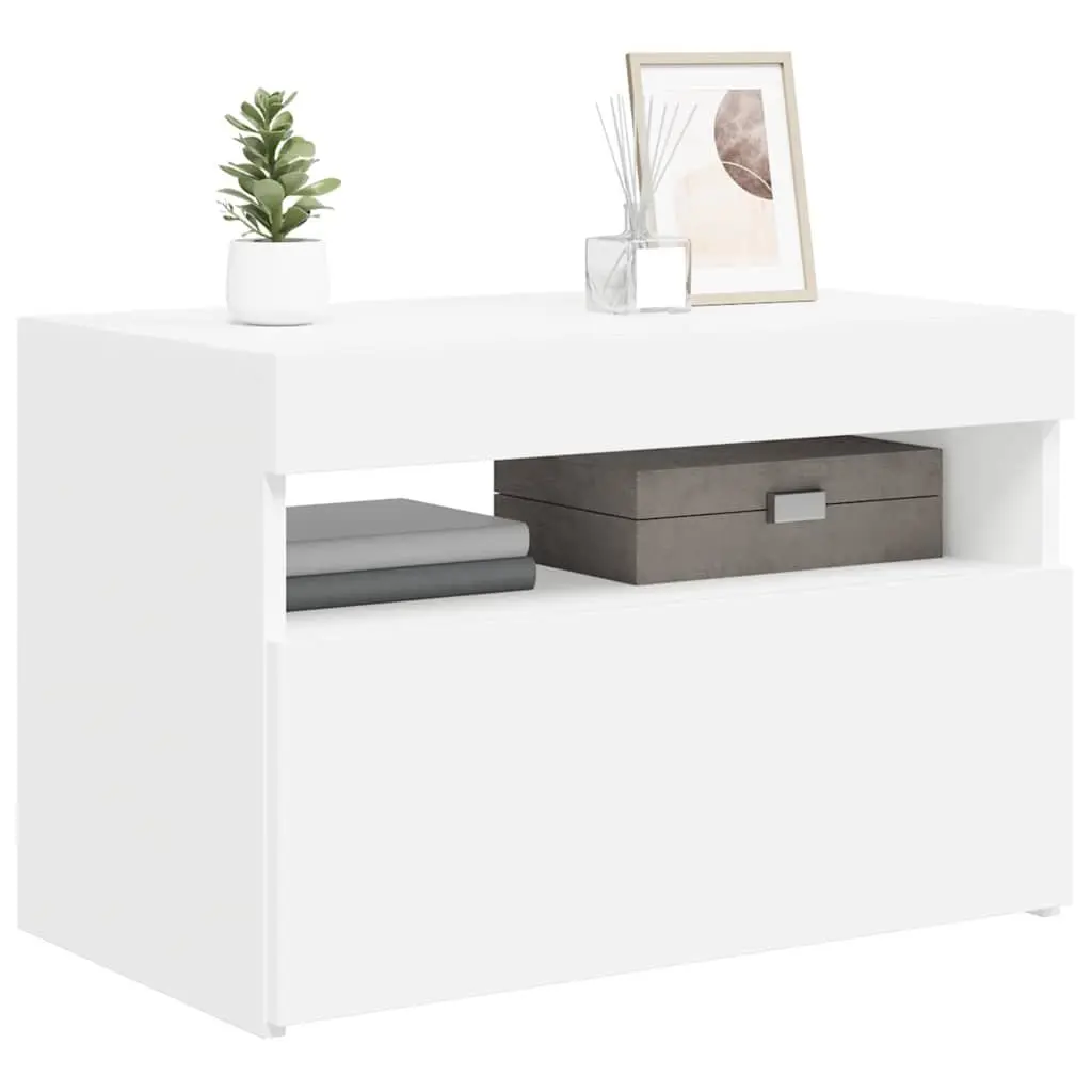 TV Cabinet RGB LED Lights Modern Entertainment Unit White 60 x 35 x 40 cm