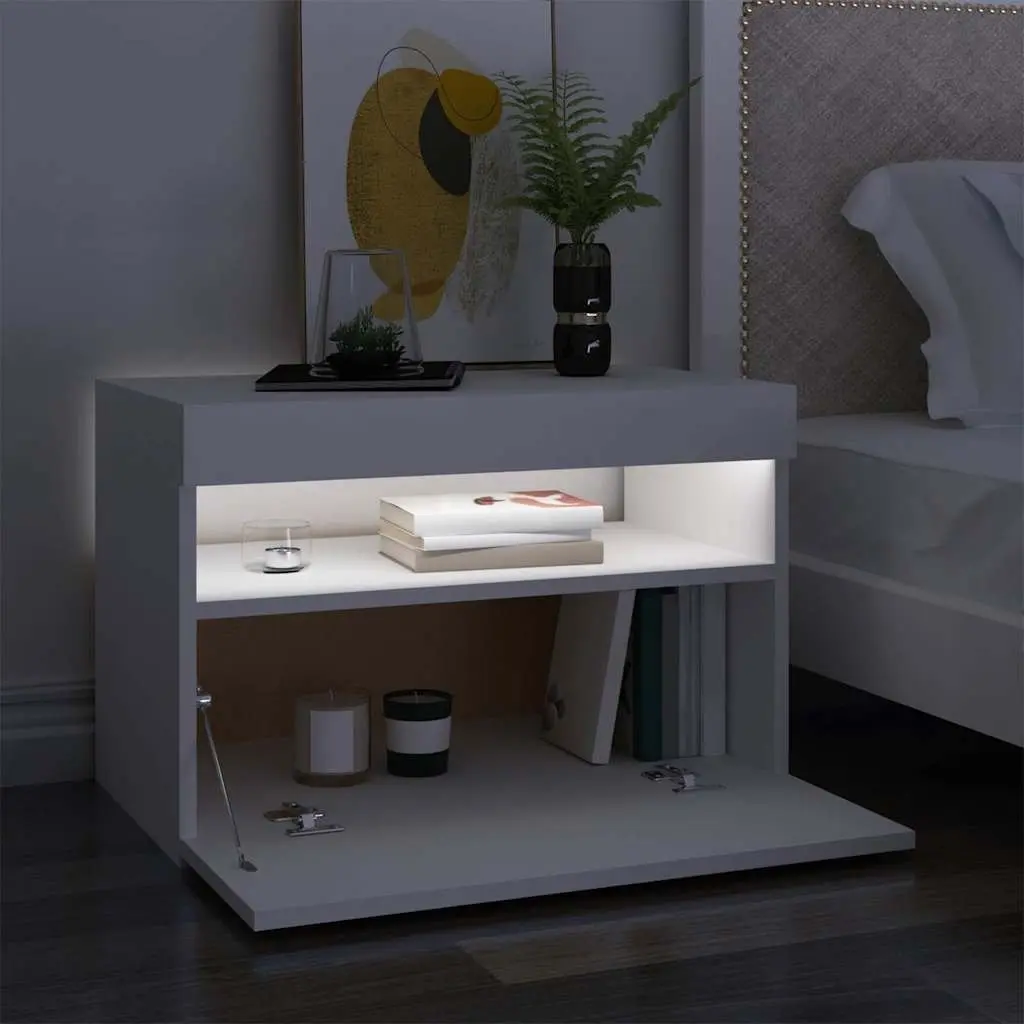 TV Cabinet RGB LED Lights Modern Entertainment Unit White 60 x 35 x 40 cm