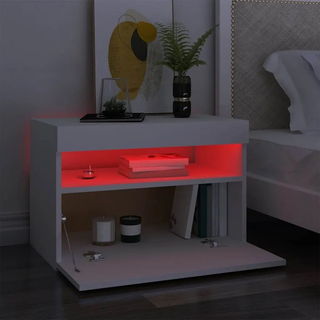 TV Cabinet RGB LED Lights Modern Entertainment Unit White 60 x 35 x 40 cm