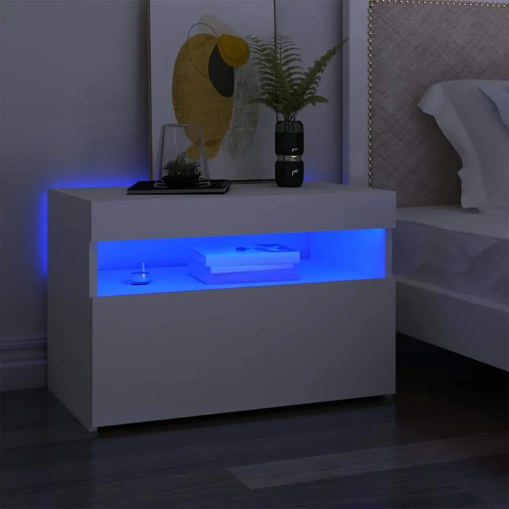 TV Cabinet RGB LED Lights Modern Entertainment Unit White 60 x 35 x 40 cm