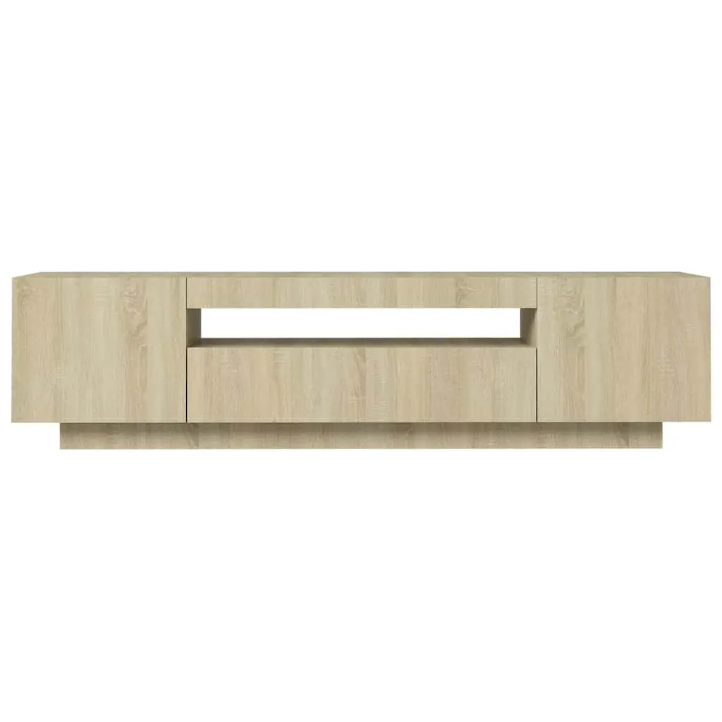 TV Cabinet Brown Sonoma Oak RGB LED Lights Media Storage Unit 160x35x40cm