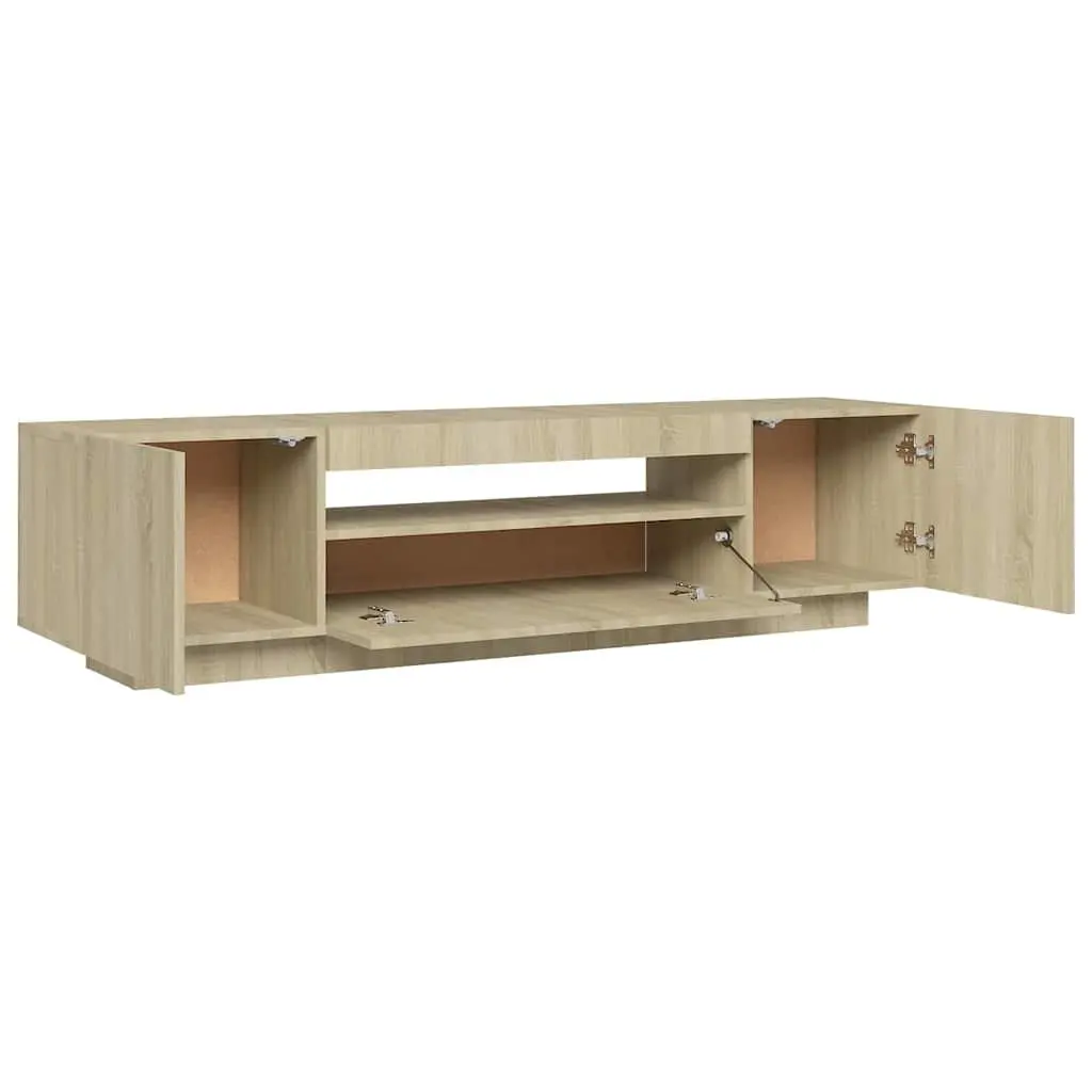 TV Cabinet Brown Sonoma Oak RGB LED Lights Media Storage Unit 160x35x40cm